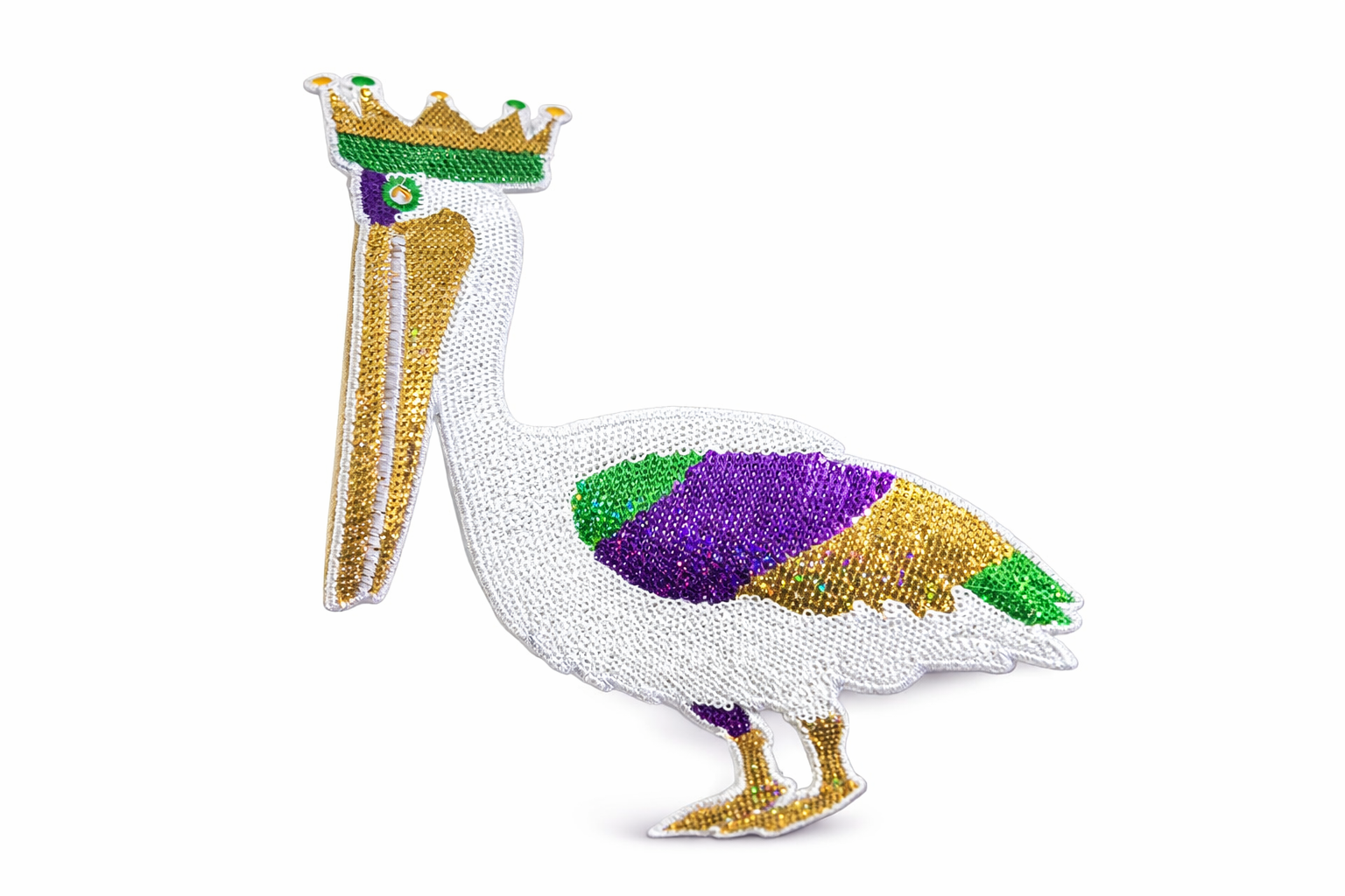 Mardi Gras Pelican - Sequin Patch